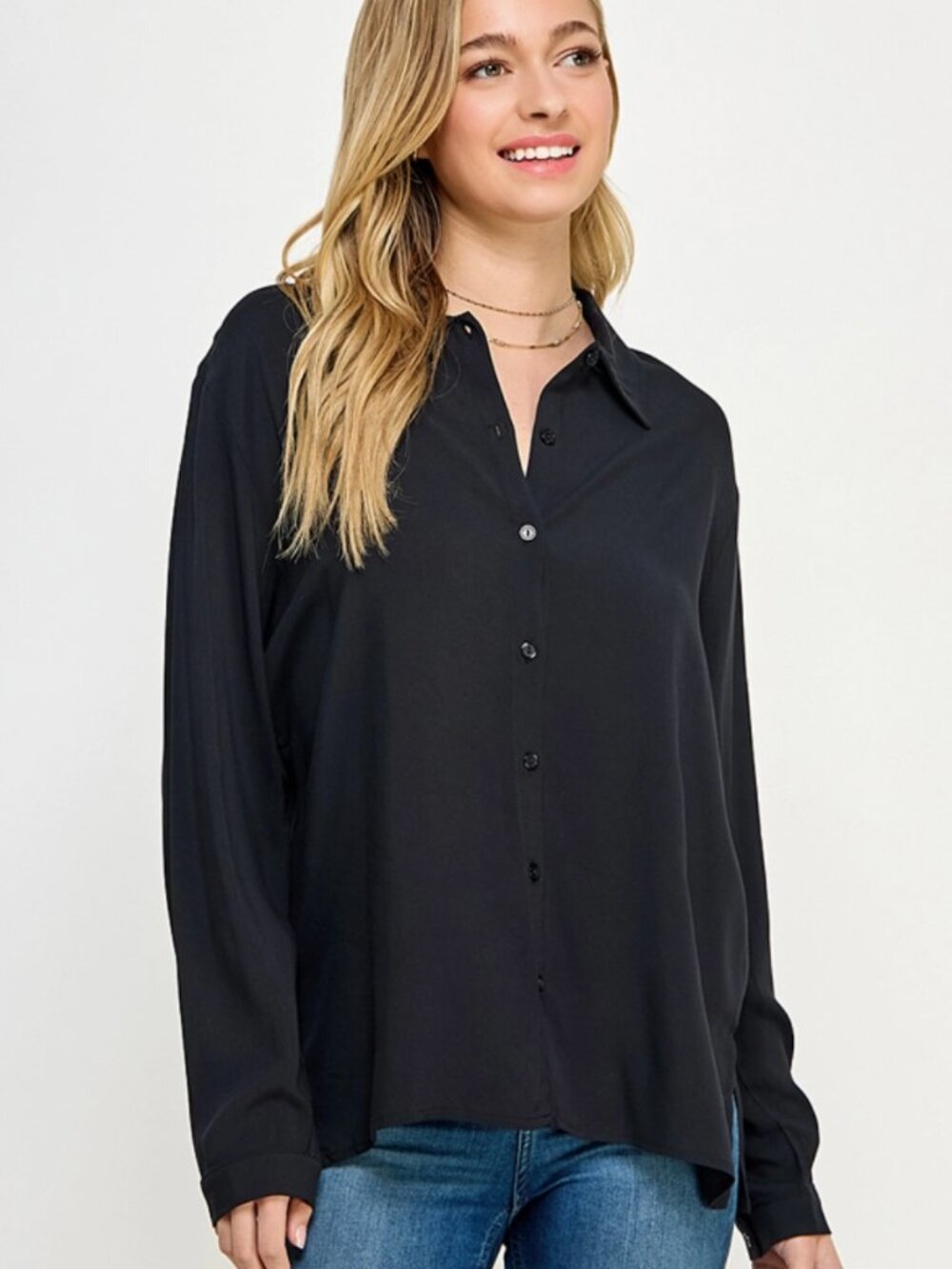 Long Sleeve Shirt Black Button Up Shirt